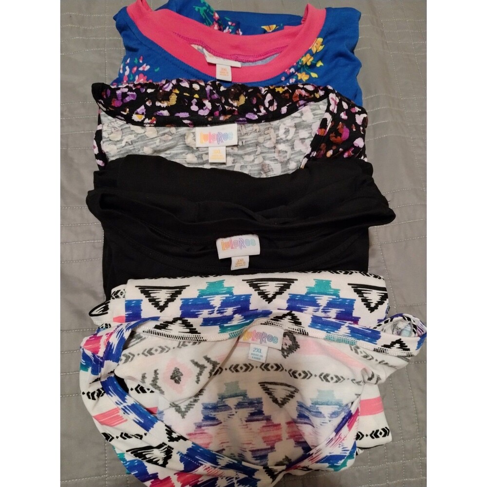 Lot LuLaRoe Tops Women's 2x-3x Floral Leopard Aztec Southwest Black Tee